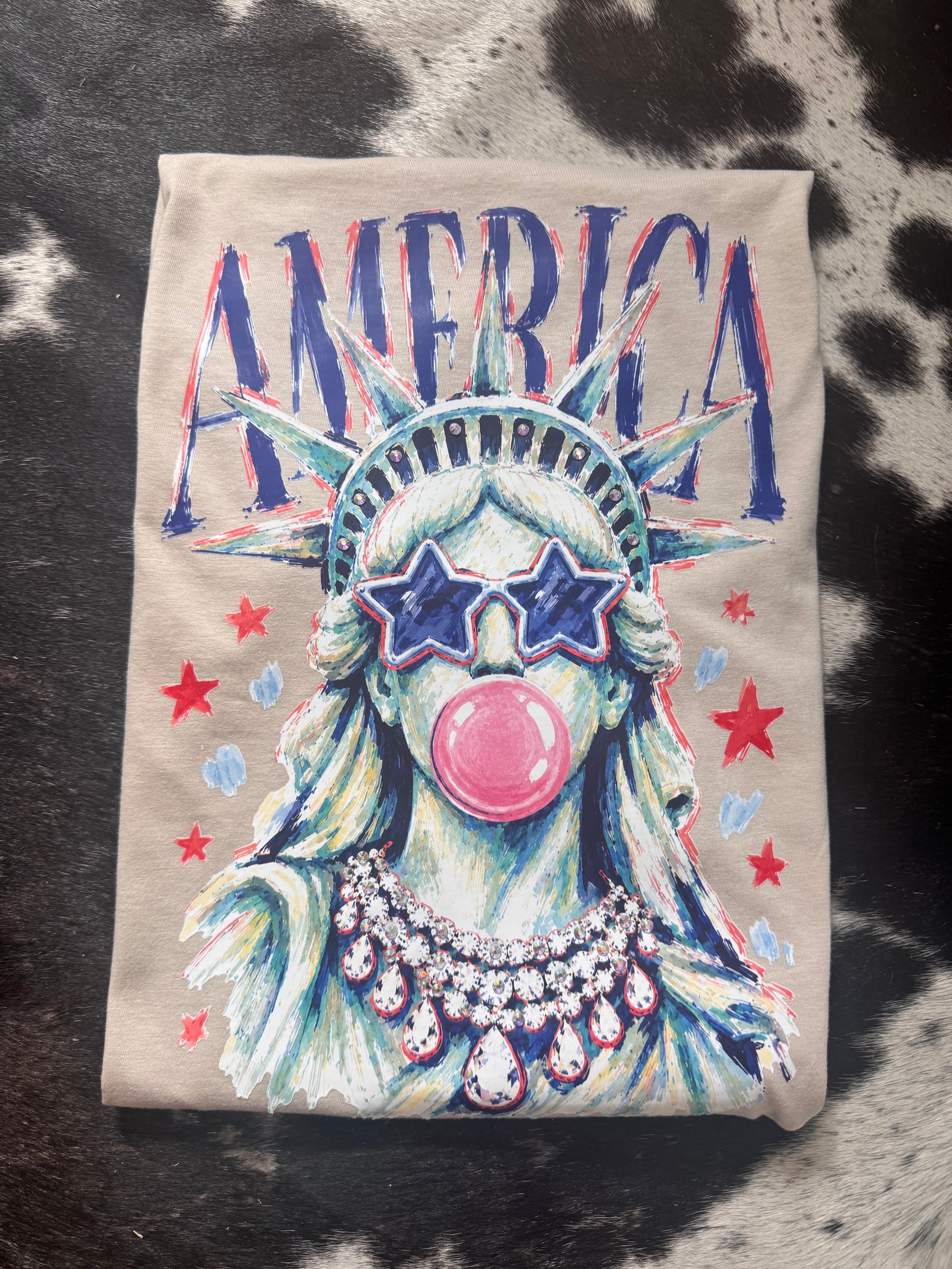 America Statue of Liberty bling graphic
