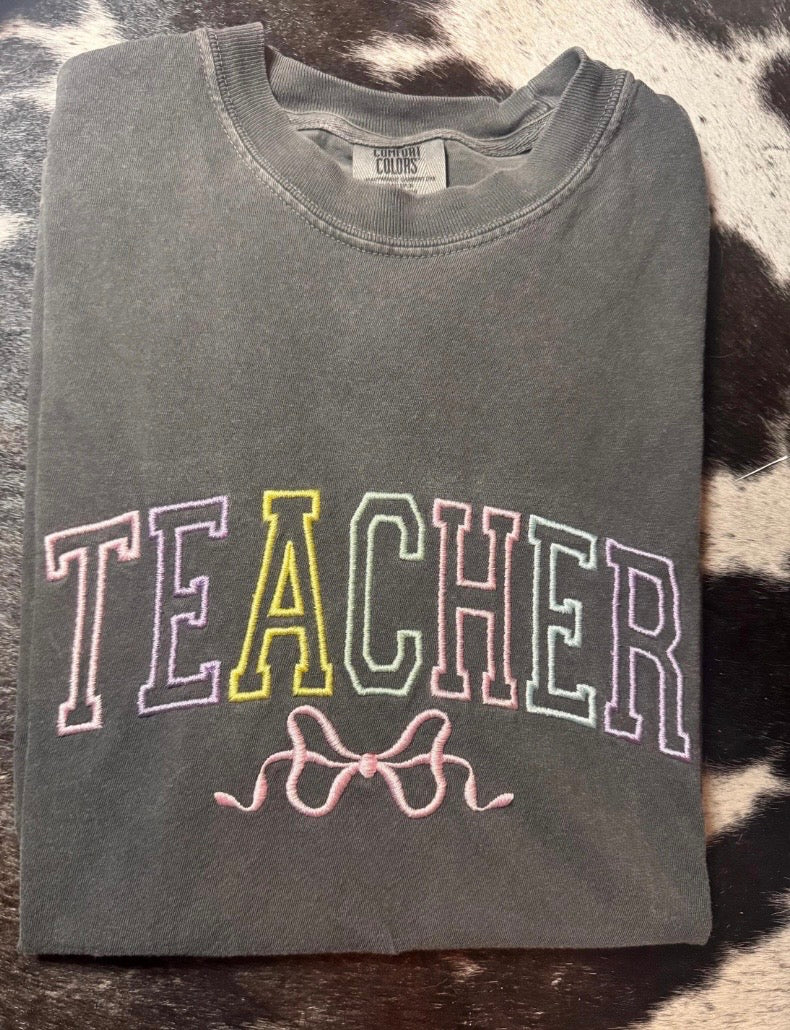 Pastel Teacher Bow